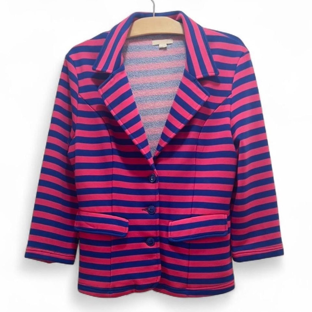 Vintage Tulle Pink & Blue Striped Blazer - Size XL